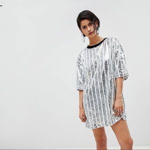 NWT Ragyard Sequin Stripe T Shirt Dress